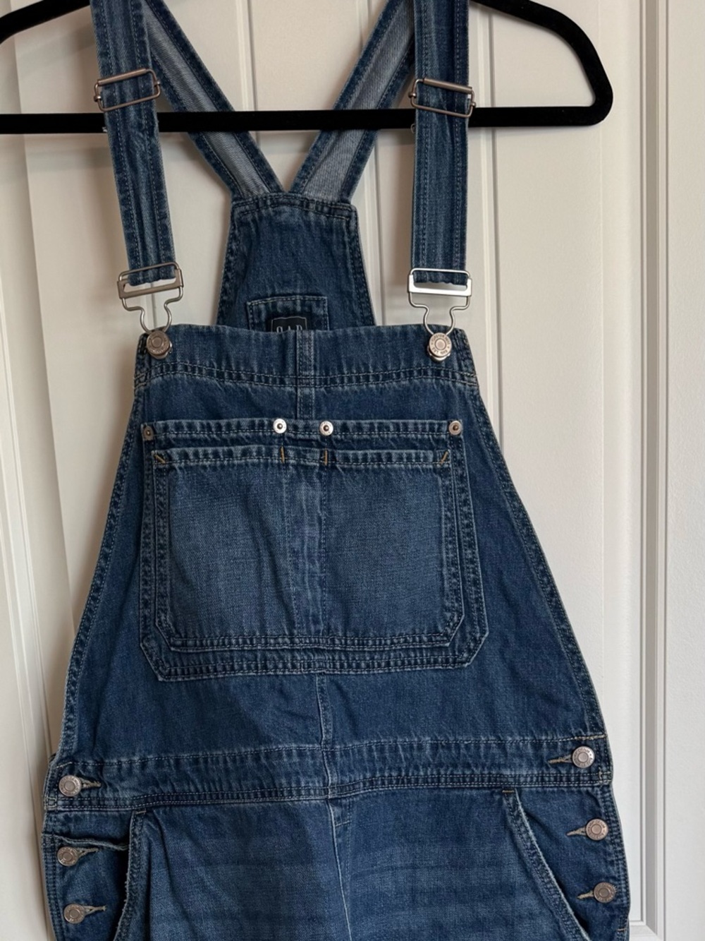 GAP Bib Overall Women's L Slouch Medium Blue Denim Ankle Cropped Jeans